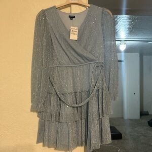 Zunie Glittering Blue Long Sleeve Dress